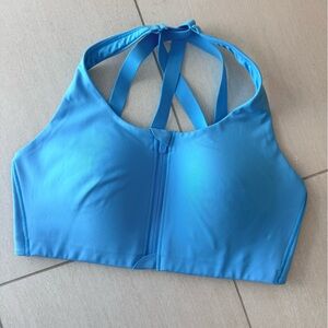 lululemon athletica Blue energy zip front bra with high support 34D